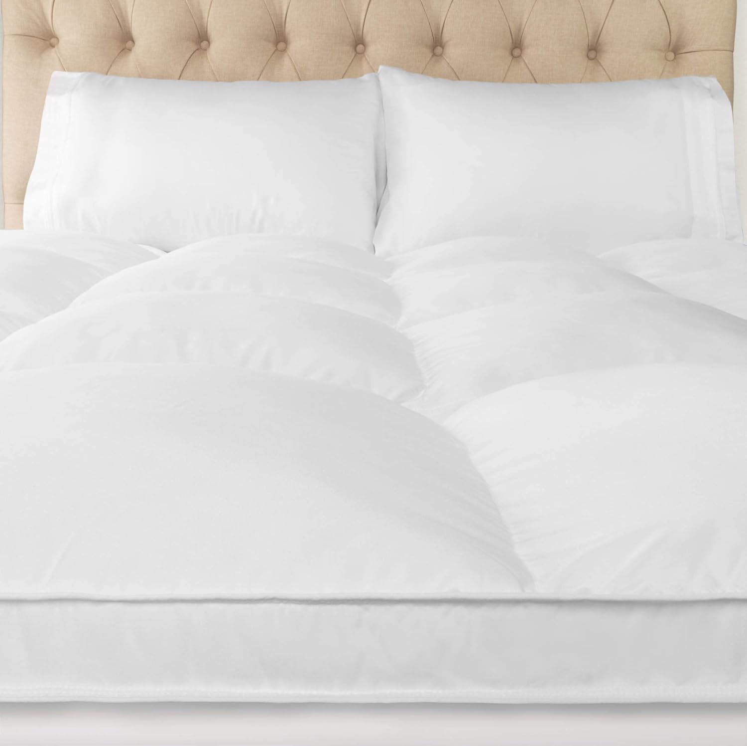 Superior Mattress Topper, Down Alternative, 2 Inch Deep Sized Bed Pillow Top, Comfort Pad, Fluffy Mattress-Topper Protector, Plush Cooling Extra Soft, Hotel Quality, California King, White