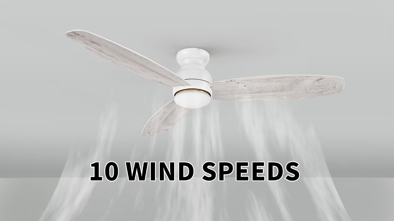 Carro 60 Inches White Ceiling Fan with Light Flush Mount, DC 10 Speeds Silent Ceiling Fan with Remote, 3 Dual Finish Blades, 3 Light Colors Dimmable, for Living Room, Bedroom