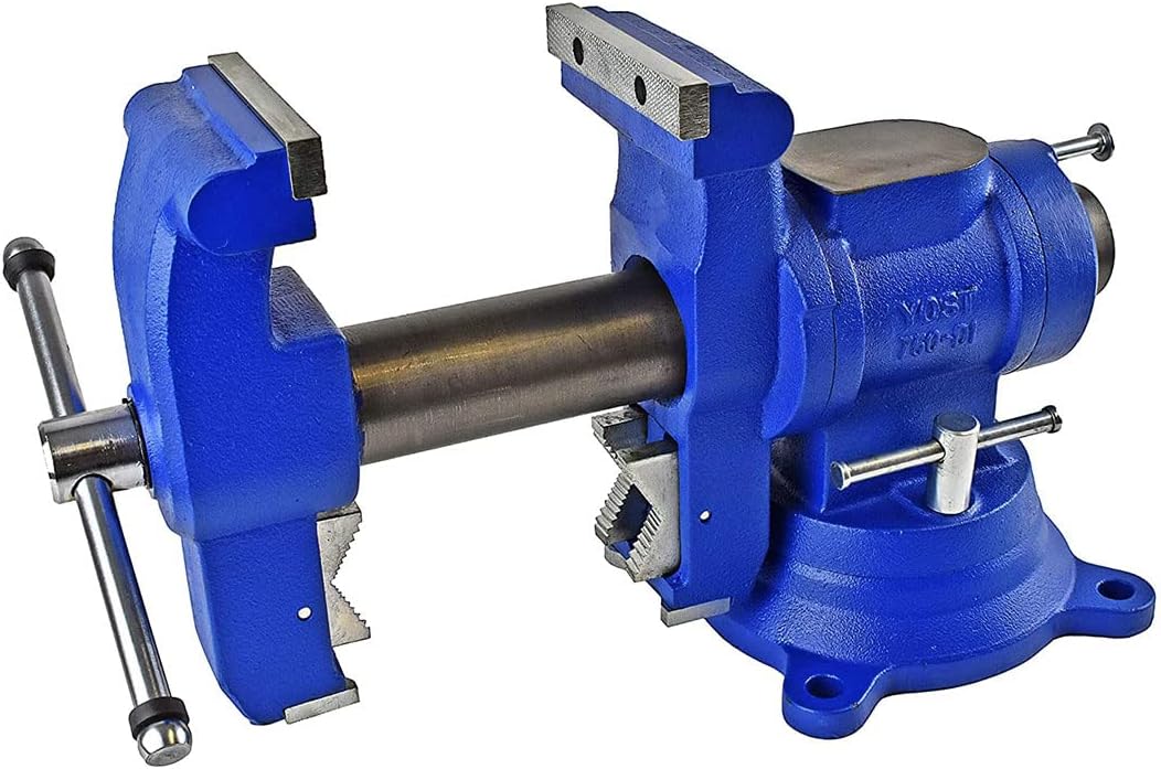 Yost Vises 750-DI Multi-Jaw Rotating Vise System | 2 in 1 Multipurpose Bench and Pipe Vise | Secure Grip with Swivel Base | Made with a Combination of Ductile Iron & Hardened Steel | Gray