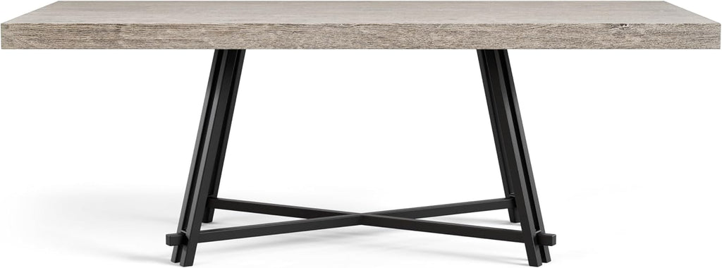 Furniture of America Lestara Modern Solid Wood 84-inch Rectangle Dining Table with Trestle Base, Seats up to 6, Easy Assembly, for Home, Kitchen, Living Room, Black