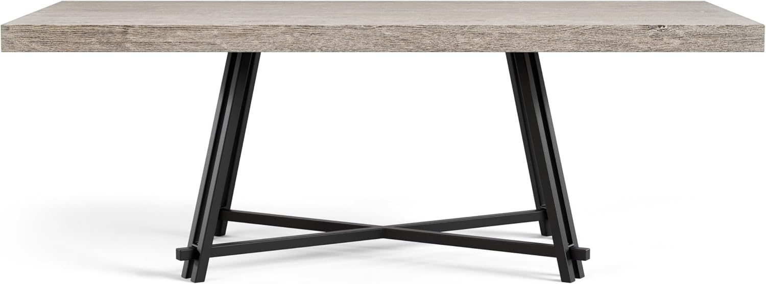 Furniture of America Lestara Modern Solid Wood 84-inch Rectangle Dining Table with Trestle Base, Seats up to 6, Easy Assembly, for Home, Kitchen, Living Room, Black