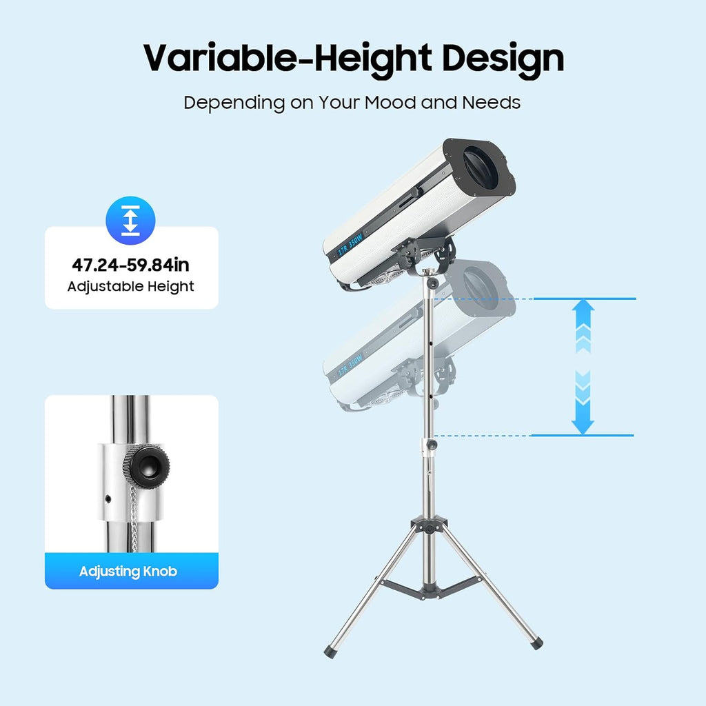 350W Stage Spotlight with Tripod, Stage Lighting with DMX & Manual Control 6 Colors 3 Color Temperatures 5600K 6000K 3200K, Follow Spot Light for Wedding DJ Party Theater Concert
