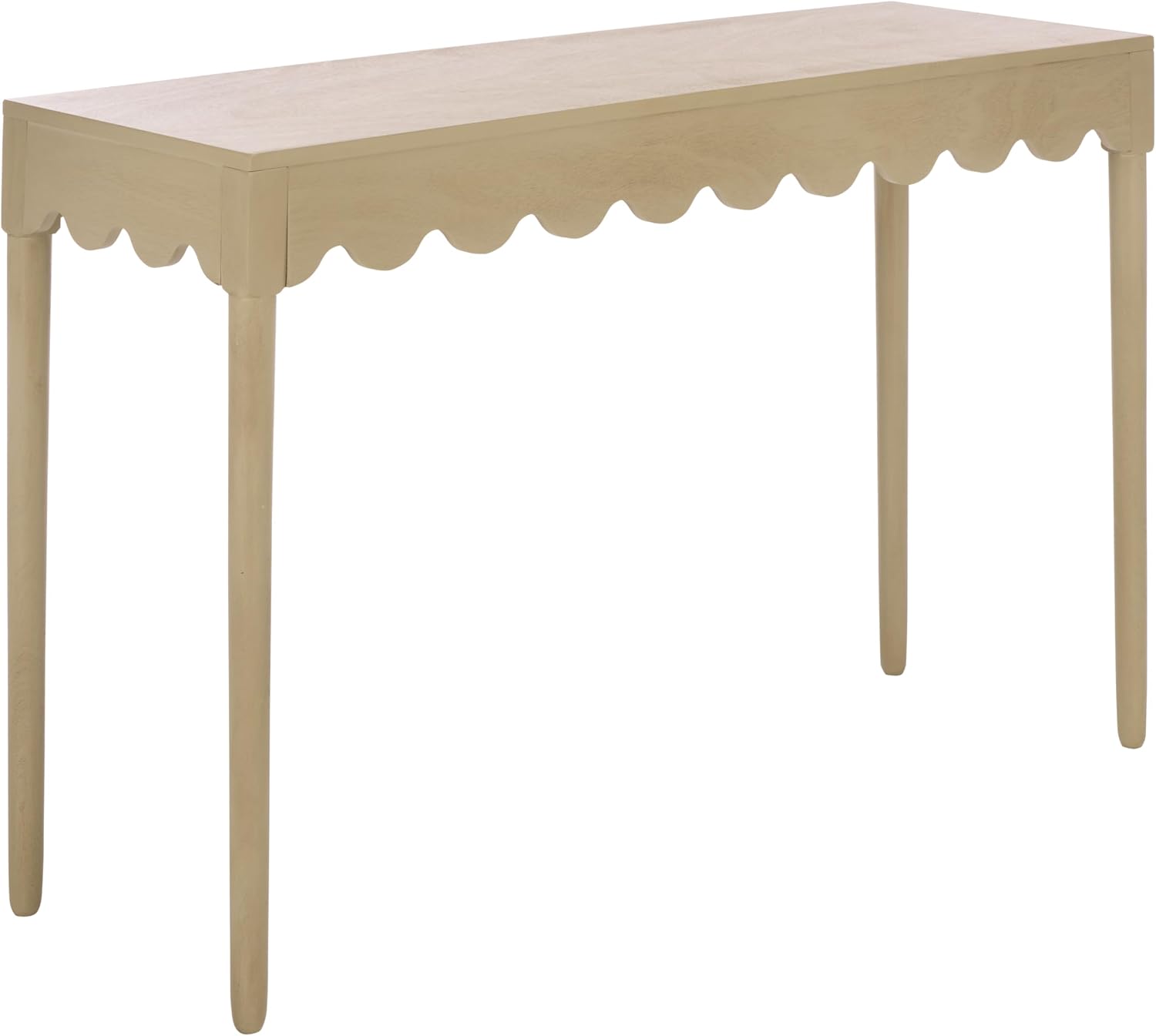 SAFAVIEH Home Collection – Neha Natural Brown Solid Wood Console Table, Scalloped Apron Entryway & Living Room Accent (CNS5749B)