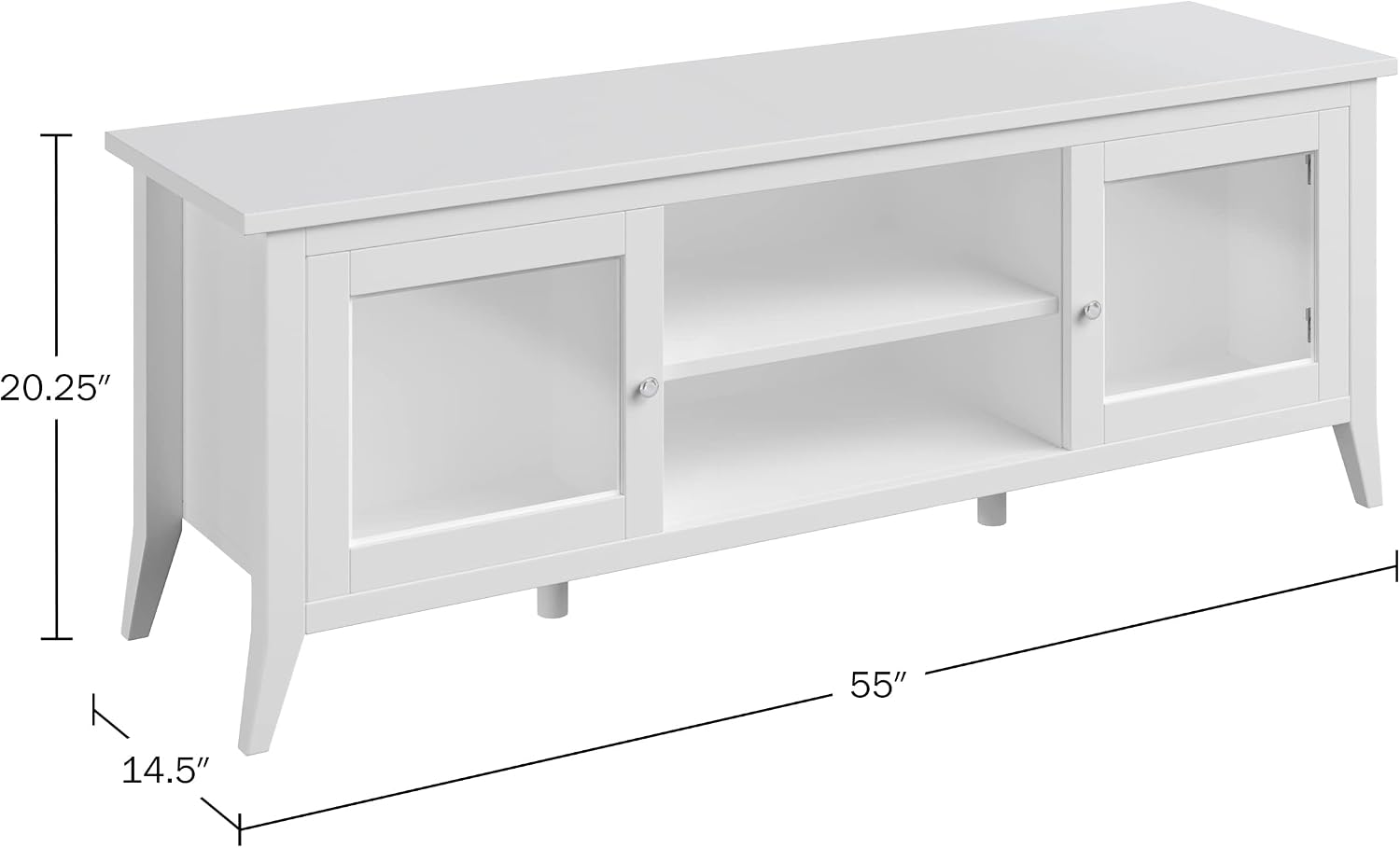 TV Stand - 55-inch Storage Cabinet with 2 Cubbies and 2 Shelves - Entertainment Center for Living Room, Bedroom, or Entryway by Lavish Home (White)