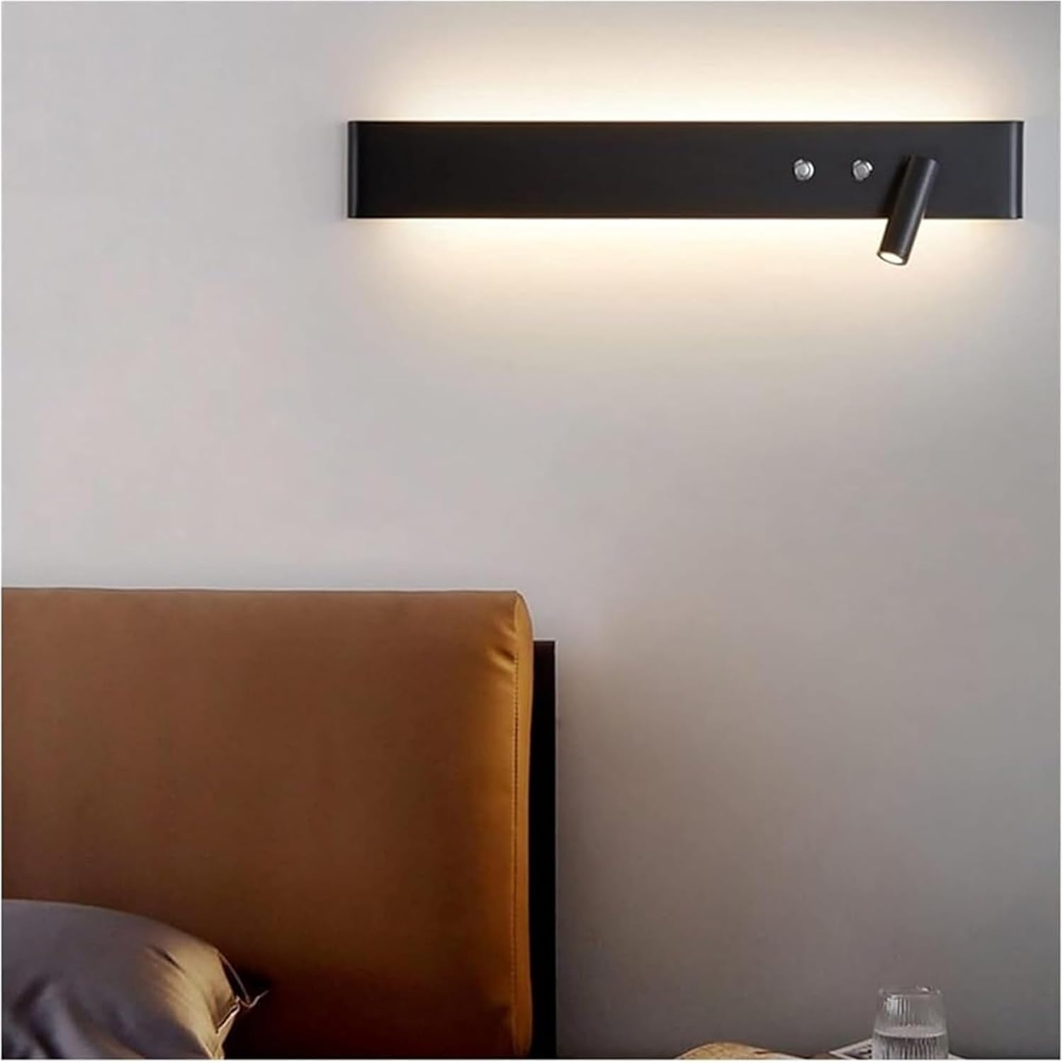 Black & White Modern LED Wall Lamps with Switch for Study Living Room Bedroom Aisle - Indoor Lighting with Spotlight & Chaner(Black 62cm)