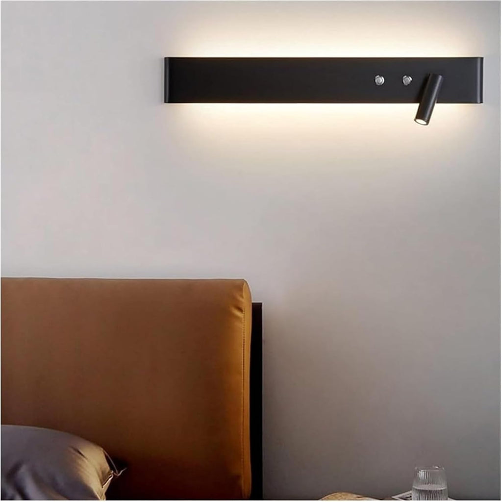 Black & White Modern LED Wall Lamps with Switch for Study Living Room Bedroom Aisle - Indoor Lighting with Spotlight & Chaner(Black 92cm)