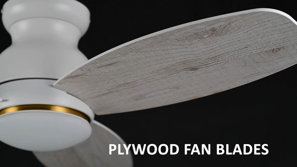 Carro 48' White Ceiling Fan with Light Flush Mount, DC 10 Speeds Silent Ceiling Fan with Remote, 3 Dual Finish Blades, 2 Light Colors Dimmable, for Living Room, Bedroom