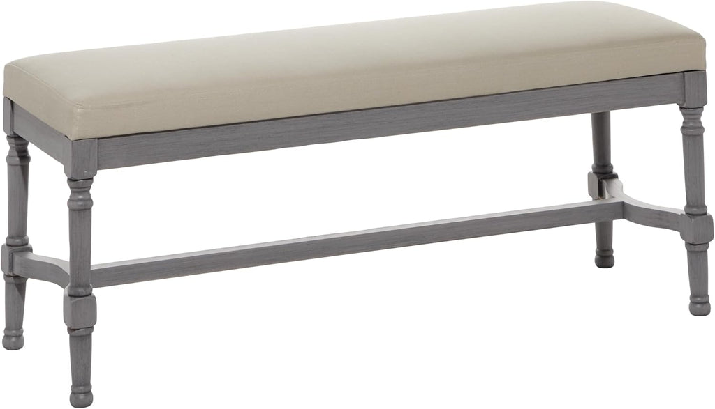 Deco 79 Wood Home Bench Entryway Bench with Burlap Seat, Bedroom Bench 47' x 16' x 18', Gray