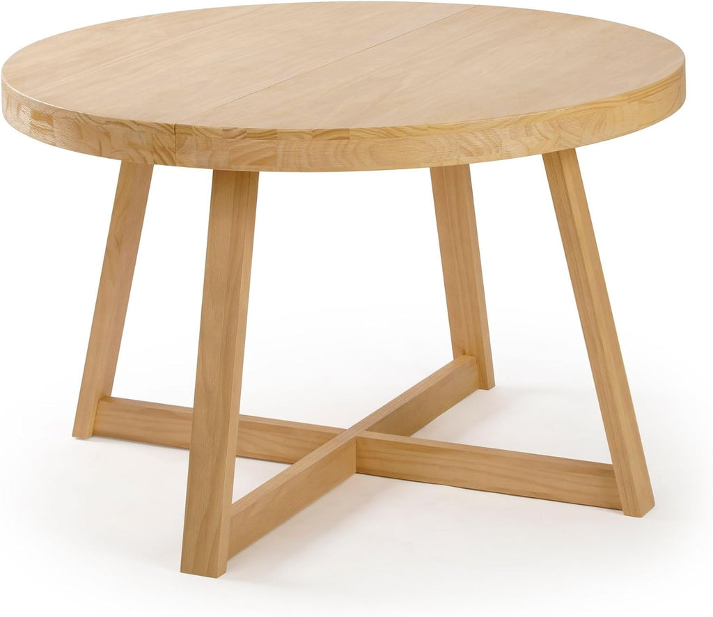 Plank+Beam Round Dining Table, 47 Inch Solid Wood Kitchen Table, Farmhouse Round Table for 4, Small Dinette Table, Blonde Wirebrush