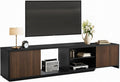KISLOT Extendable TV Stand for TVs up to 90',Modern Entertainment Center with Adjustable Shelf,Television Stand with 2 Storage Cabinets,Wooden TV Media Console for Living Room Bedroom Black