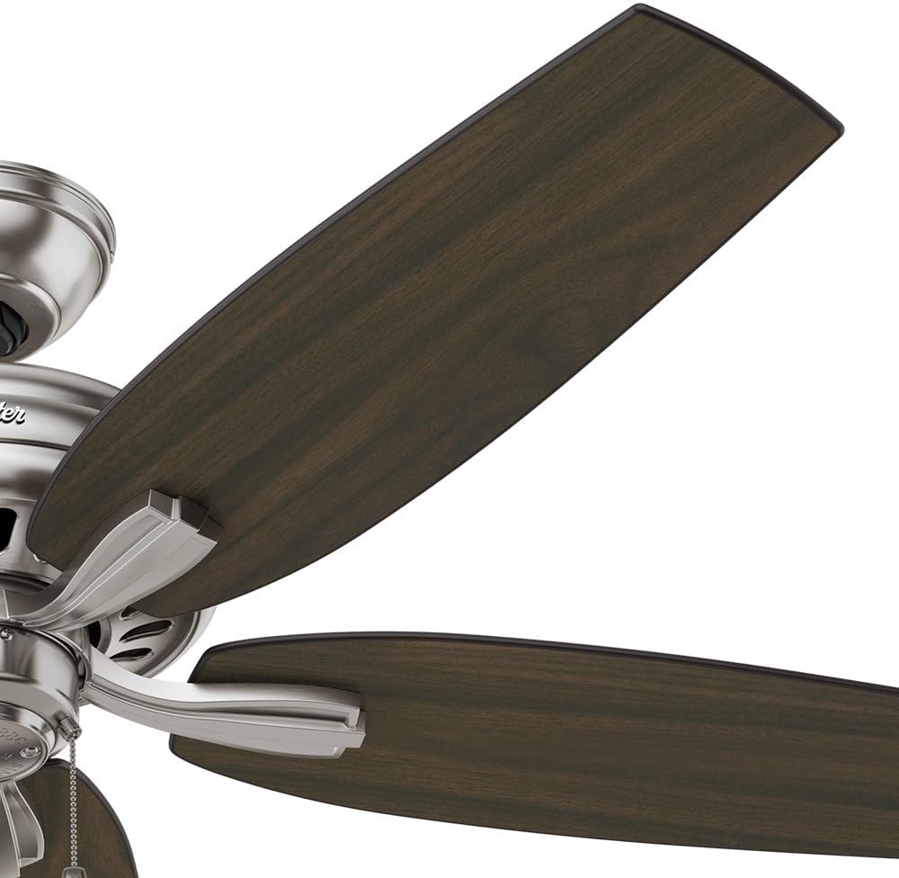 Hunter Fan 52 inch Ceiling Fan in Brushed Nickel with 5 Dark Walnut Reversible Blades (Renewed) (Brushed Nickel)