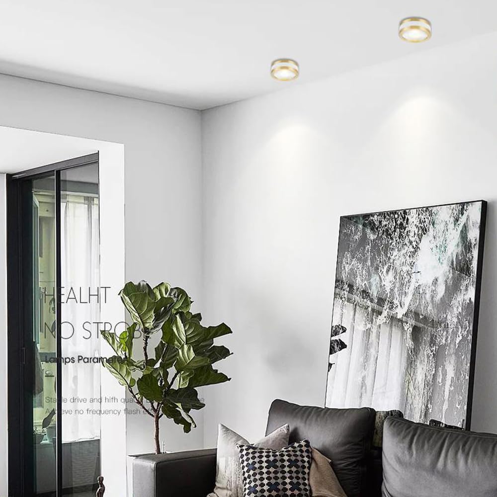 Round Ceiling Spot Lights,Modern Minimalist Wall Downlight,Free Opening Ceiling Lamps,Gall Copper 3W/5W/7W/9W Led Ceiling Spotlights Indoor for Kitchen Office Shop Cafe L-Neutral Light 4000k-7W