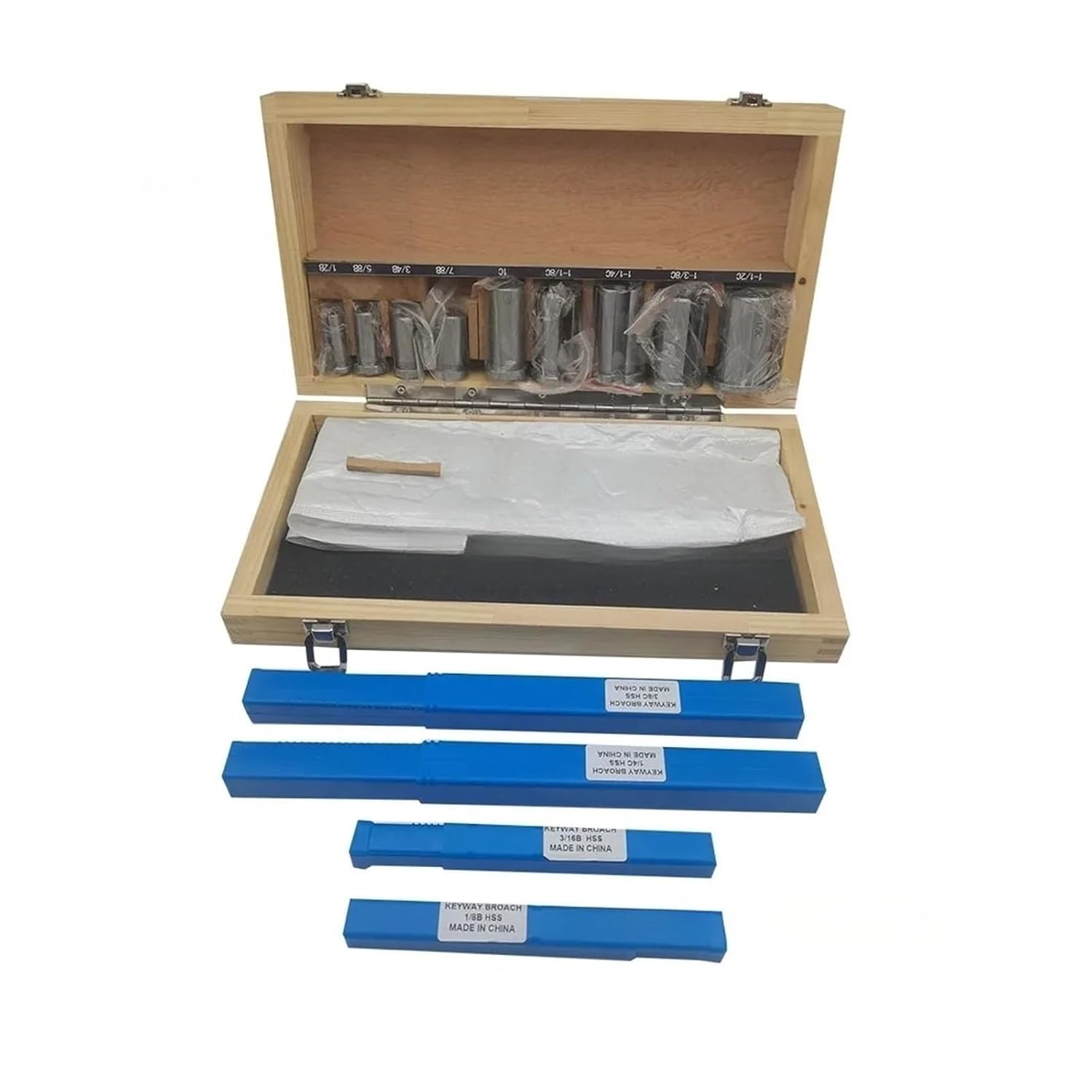 Keyway Broach Kit 18pc HSS Metric Keyway Broach B C Push Type 4mm 5mm 6mm 8mm + 9pc Bushing Sleeve + 5pc Shim Cutting Tool Metalworking