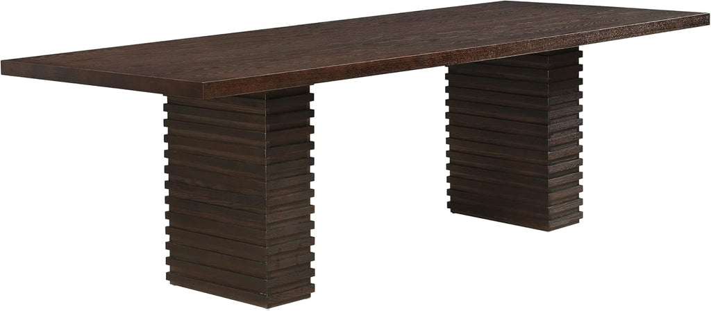 Christopher Knight Home Kaiya Modern Minimalist Wood Dining Table for 6-10 People, Rectangular Dining Room Table, Pedestal Kitchen Table, Ideal for Restaurant/Family Gatherings, Dark Brown