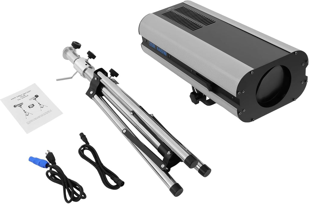 440W Stage Lighting with Tripod, Stage Spotlight with DMX & Manual Control 6 Colors 3 Color Temperatures 3200K-6000K, Follow Spot Light for Wedding DJ Party Theater Concert