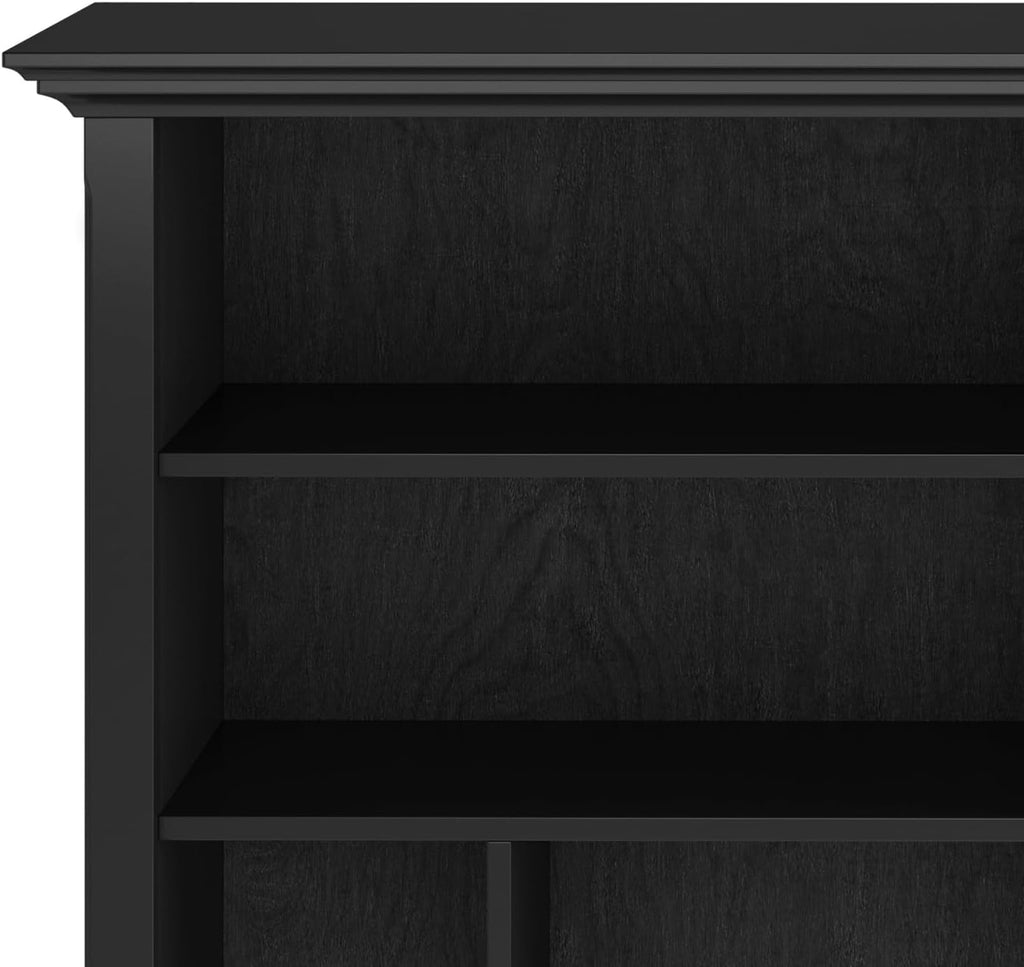 SIMPLIHOME Amherst Bookcase - 44 inch Tall Multi-Cube Solid Wood Cube Organizer in Black, Transitional Bookcase Storage for Living Room, Study Room or Office with Fixed Shelves and Tapered Legs