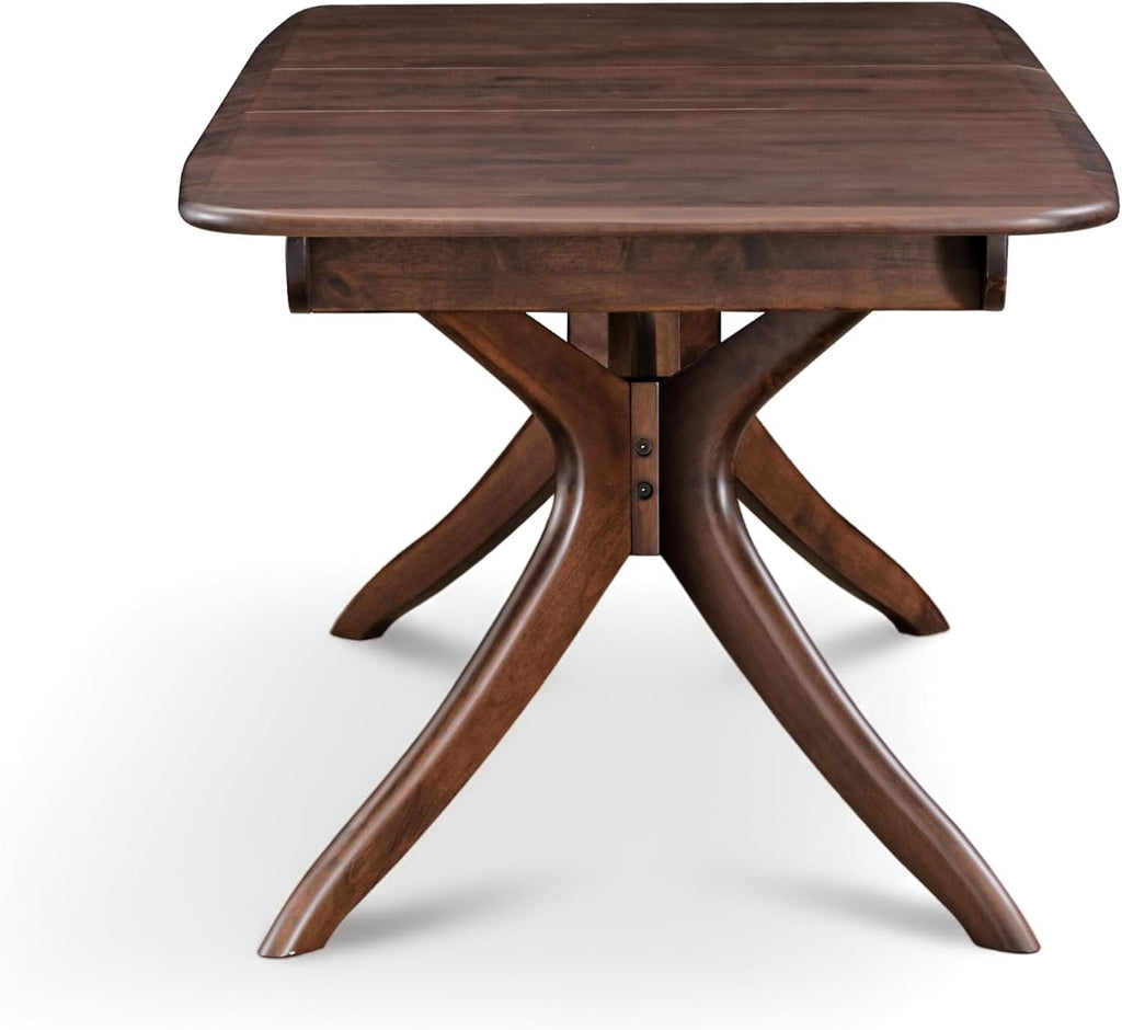 Furniture of America Nazaen Modern Solid Wood 78.8-inch Extendable Rectangular Dining Table with Pop-Up Mechanism, Curved Leg for Home Kitchen, Dinettes, Rich Walnut