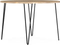 SIMPLIHOME Hunter Dining Table - 45 inch Wide Solid Mango Wood Round Table in Natural, Modern Industrial Style for Dining Room or Kitchen with Black Powder-Coated Iron Base and Hairpin Legs, Seats 4