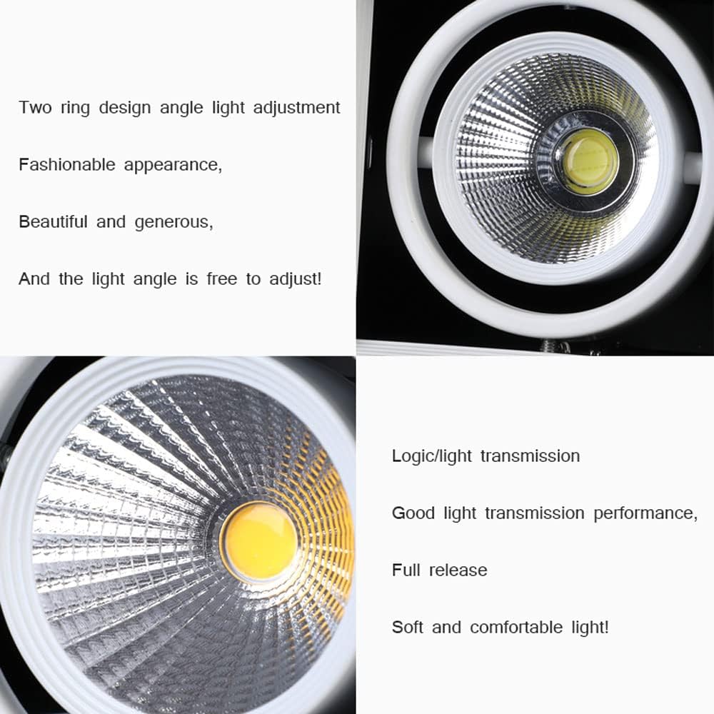 7W,10W,15W,20WLED Recessed Lighting 2-Head Rectangle Ceiling Spotlight Indoor Downlight Anti-Glare White Baffle CRI 90+ for Living Room Corridor 2 Pcs (7w 6000K)