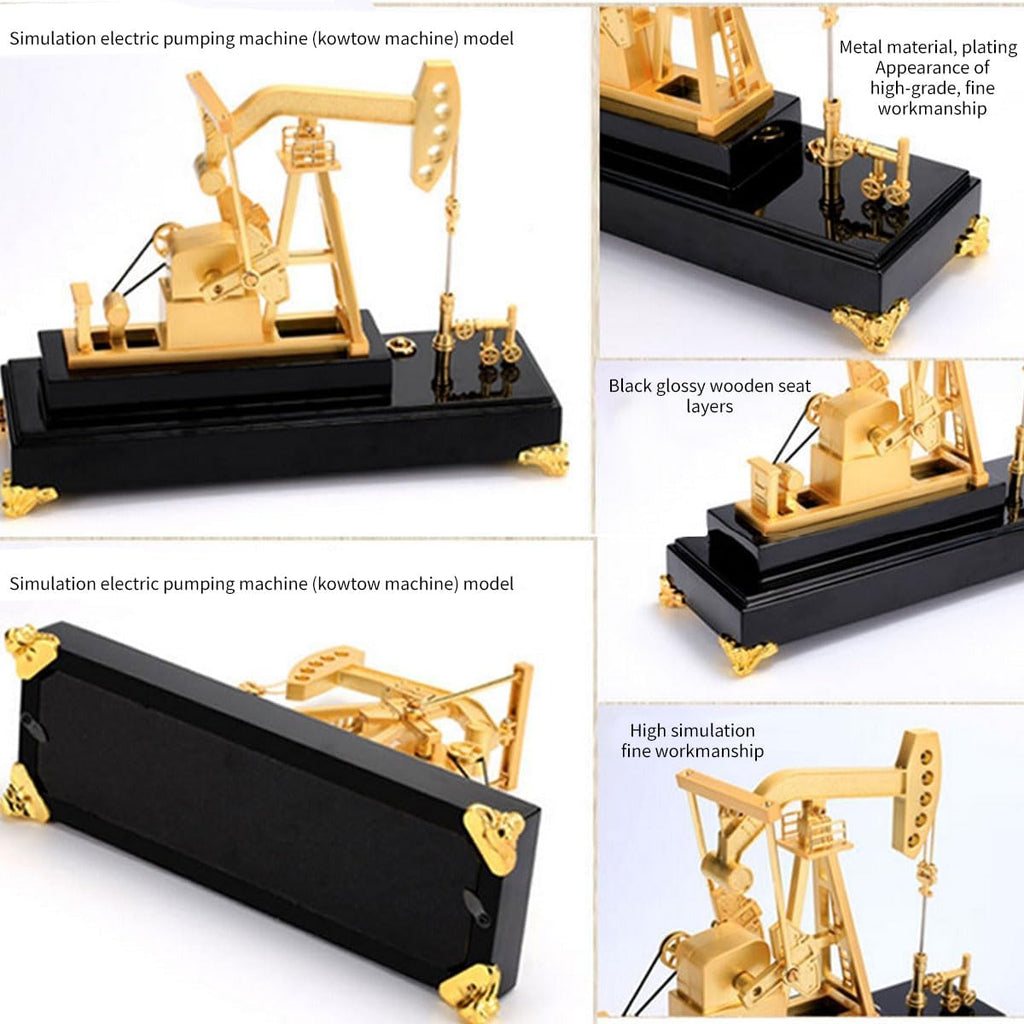 3D Electric Metal Oil Well Pump Jack Model, DIY Industrial Mechanical Model Toy Gift, Creative Desktop Ornament Decoration, Science Eductional Toy