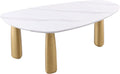 Furniture of America Gavora Modern 79-inch Oval Sintered Stone Top Dining Table with Gold Pedestal Legs, Seats up to 6, Easy Assembly for Home, Kitchen and Living Room, White