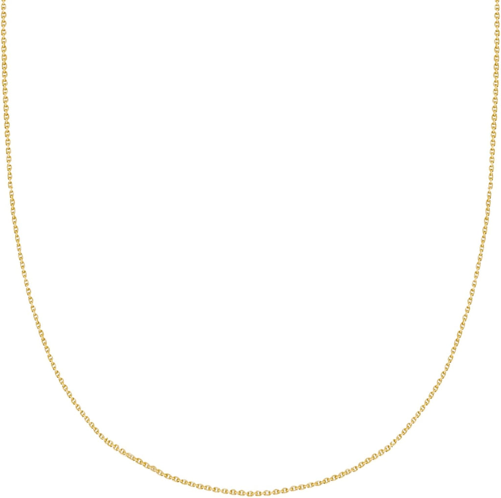 Ritastephens 14k Solid Gold Cable Link Chain Necklace 0.9 Mm (13, 16, 18, 20, 22, 24 Inches)