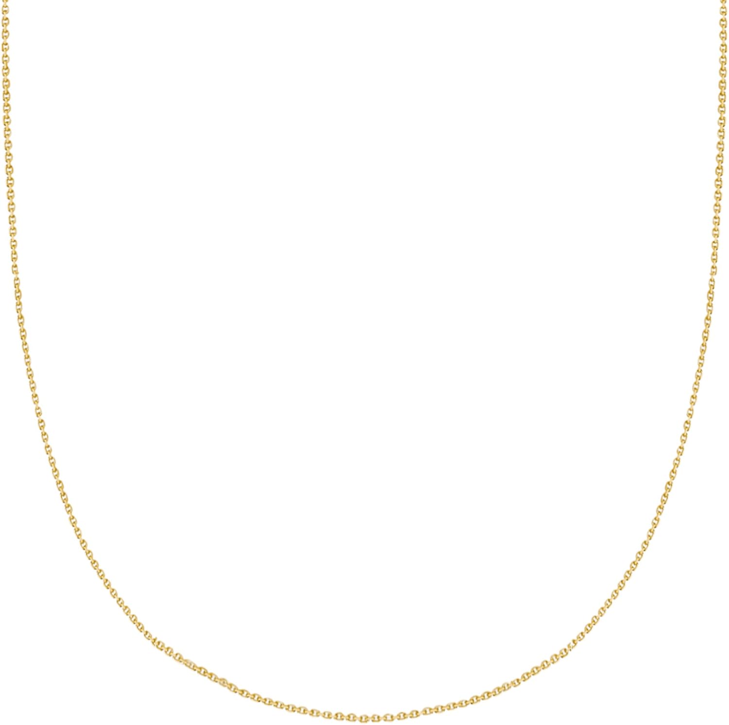 Ritastephens 14k Solid Gold Cable Link Chain Necklace 0.9 Mm (13, 16, 18, 20, 22, 24 Inches)