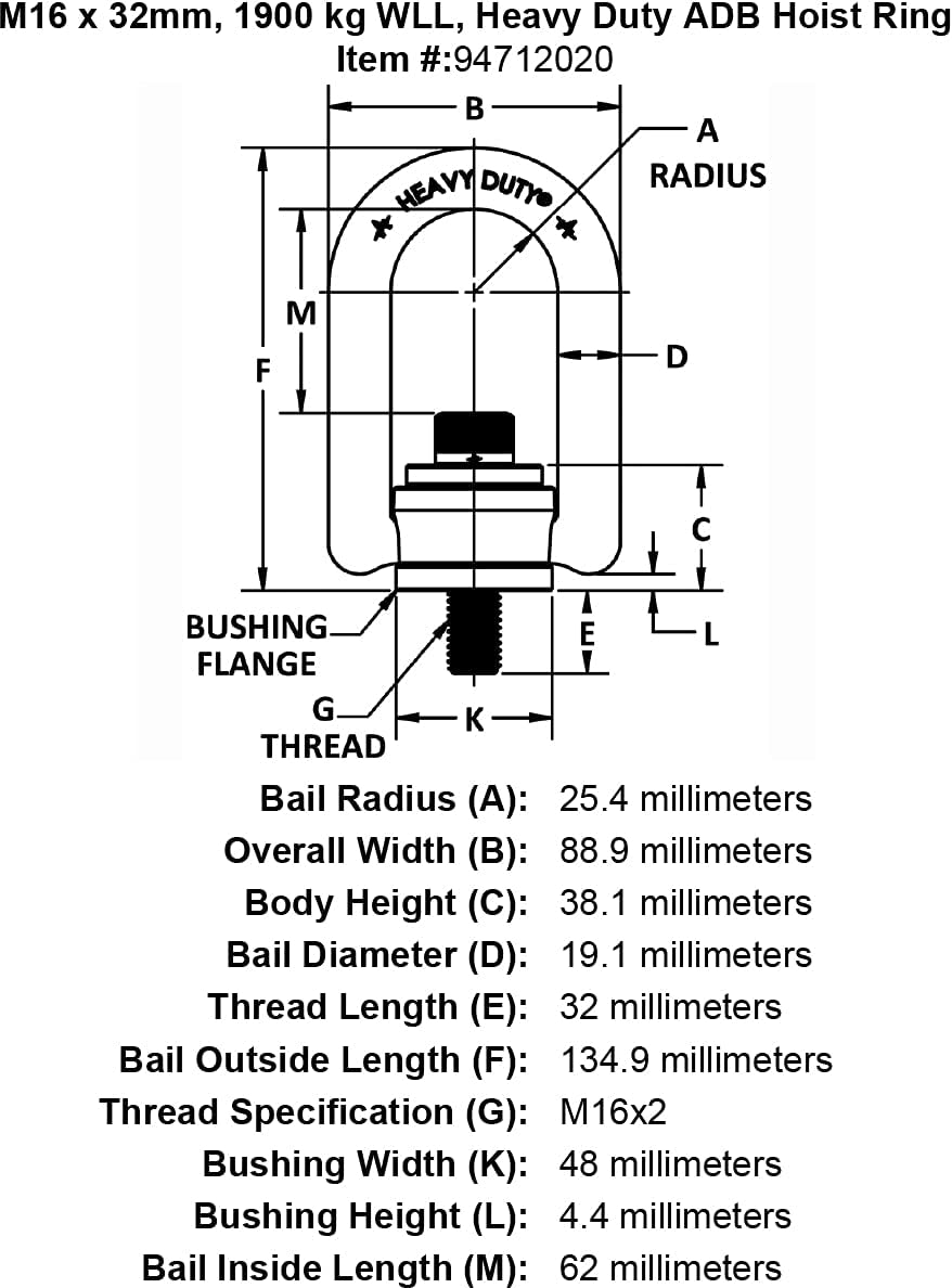 HRHDM 1900KG M16-2.0 (34615)