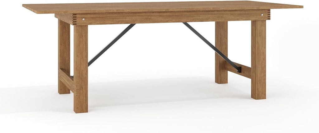 Flash Furniture Hercules Series 7' x 40' Rustic Solid Pine Folding Dining Table, Rectangular Antique Farmhouse Dining and Event Extension Table