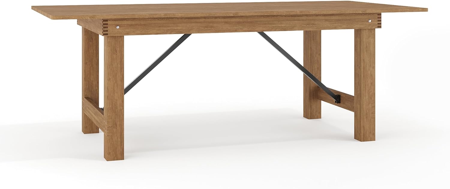 Flash Furniture Hercules Series 7' x 40' Rustic Solid Pine Folding Dining Table, Rectangular Antique Farmhouse Dining and Event Extension Table