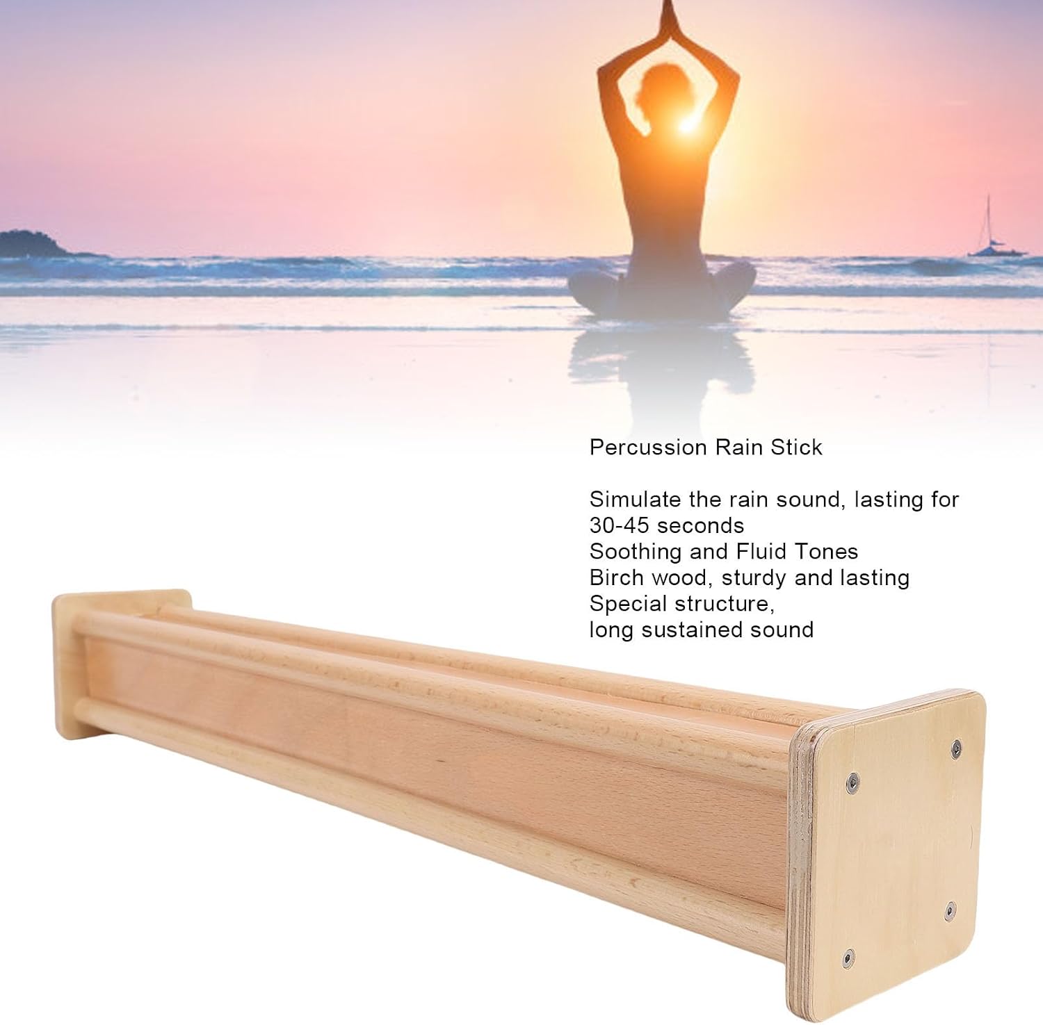 Alomejor Rain Stick with Shoulder Strap, 30 45 Seconds Simulated Rain Sound Stick for Yoga Meditation Live Performance