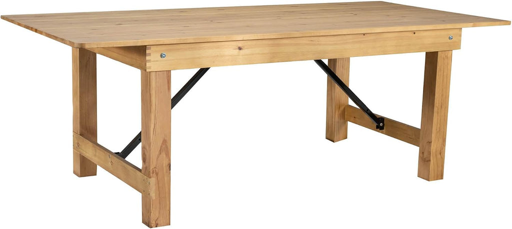 Flash Furniture HERCULES 7' x 40' Rectangular Antique Rustic Solid Pine Folding Farm Table, Light Natural