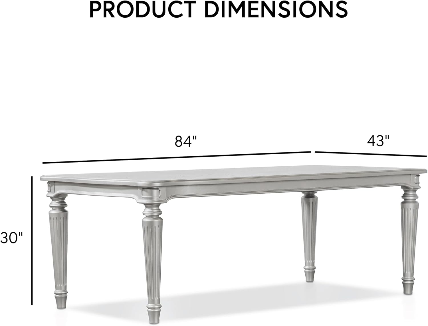 Furniture of America Seabliss Glam Solid Wood 5 Piece Dining Table Set with Upholstered Chairs, Turned Fluted Legs Design, Seats up to 4, for Home, Kitchen, Living Room, Silver