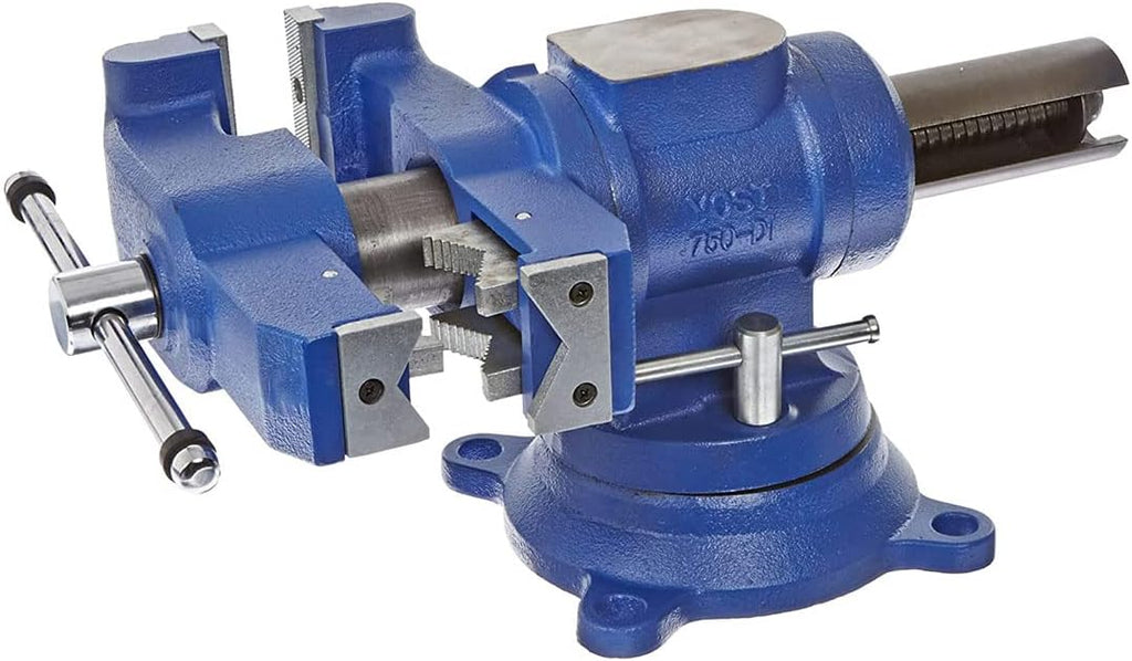 Yost Vises 750-DI Multi-Jaw Rotating Vise System | 2 in 1 Multipurpose Bench and Pipe Vise | Secure Grip with Swivel Base | Made with a Combination of Ductile Iron & Hardened Steel | Gray