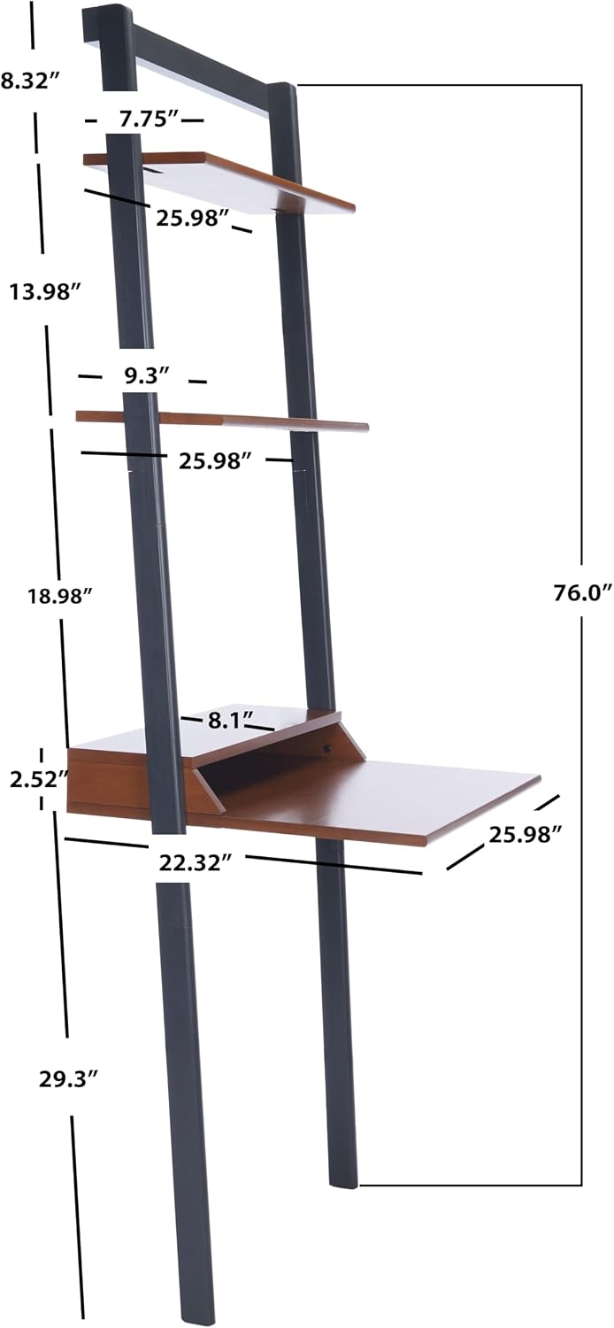Safavieh Home Collection Pamella Honey Brown and Charcoal 2-Shelf Leaning Desk