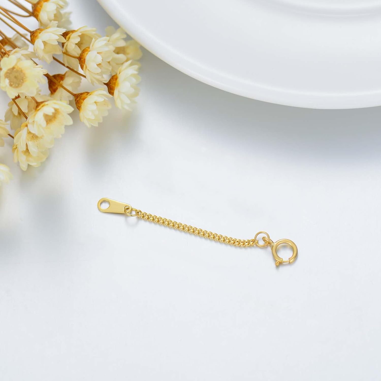 14k Gold 0.5'/1'/1.5'/2'/3' Necklace Bracelet Extender Chain, Necklace Extender Gold 14k, Durable Removable Gold Chain Extender, Gold Extension Chain for Necklace Anklet