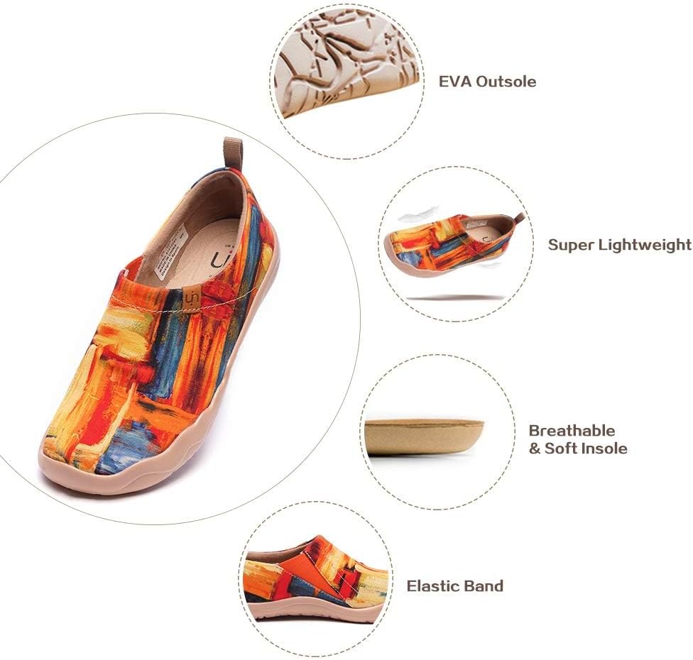 UIN Women's Casual Loafers Travel Painted Walking Slip On Lightweight Comfortable Canvas Fashion Sneakers