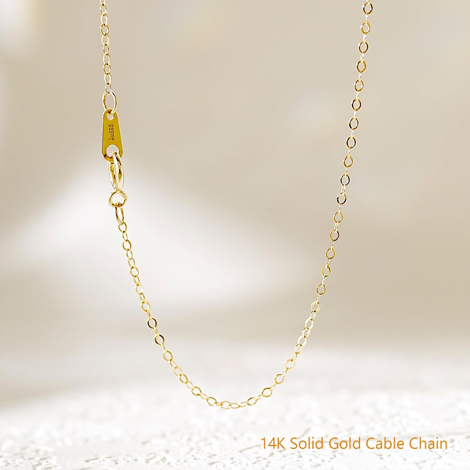14K Gold Cable Chain Necklace, Dainty Sparkle 1.3mm/1.5mm/1.8mm Cable Link Chain, 16-24 Inches for Women Men, Hypoallergenic, Non-Tarnish, Cadenas de Oro 14K para Mujer