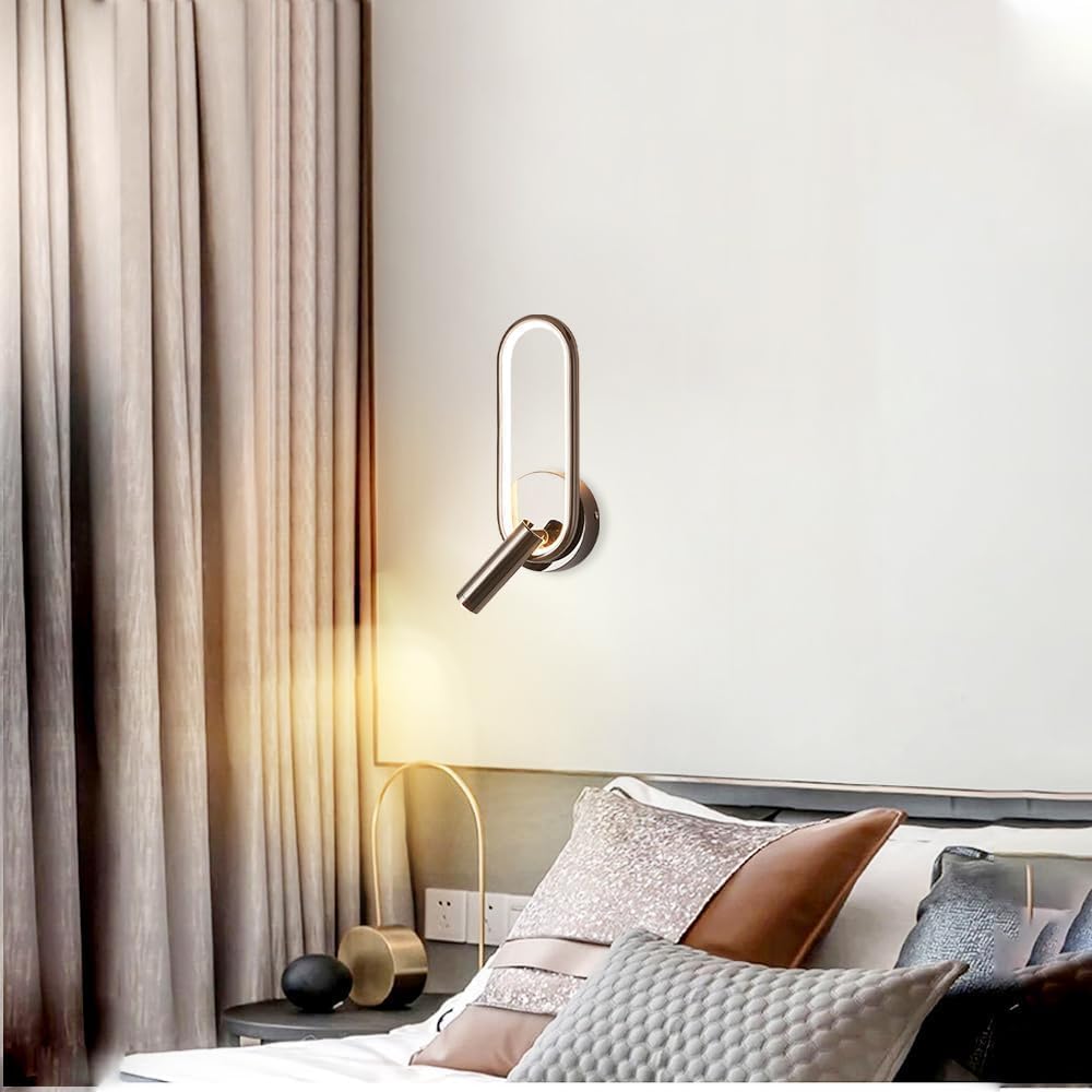 Modern Ring LED Wall Light Metal Linear Wall Lamps with Swivel Spotlight Indoor Wall Lighting,Minimalist Pendent Lamp Oldsix-66(OneColor)