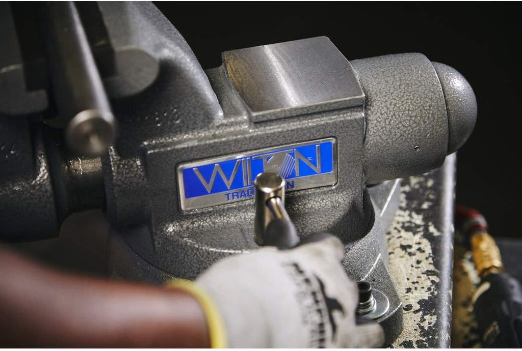 Wilton Tradesman Bench Vise, 6-1/2' Jaw (Width 6', Max Opening 4') Throat (Model 1765), Gray