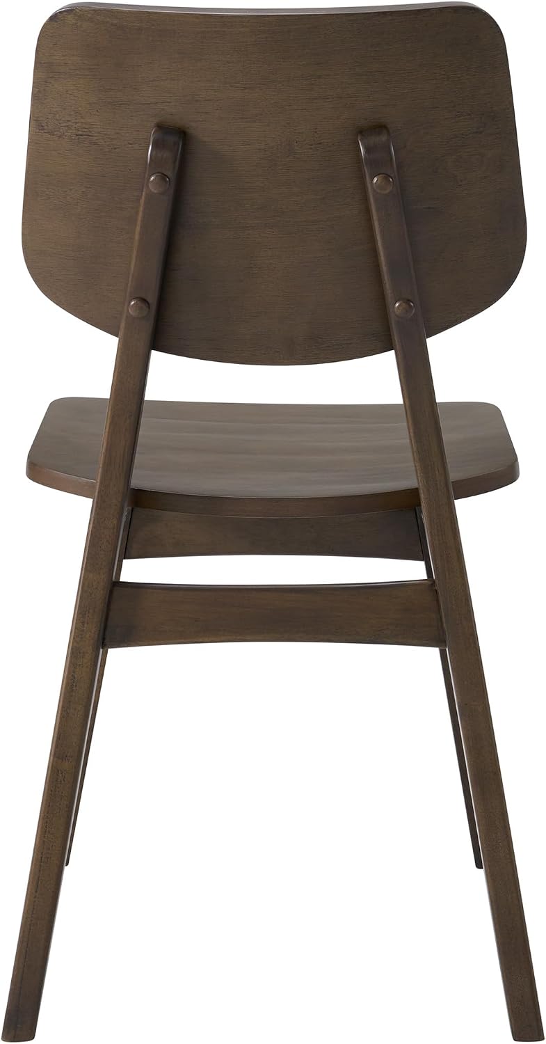 Alaterre Furniture Calais Dining – Mid Century Modern Set of 2 Dining Chairs – Solid Wood Chair Set with Minimalist Design for Dining Room or Kitchen (Warm Walnut Finish)
