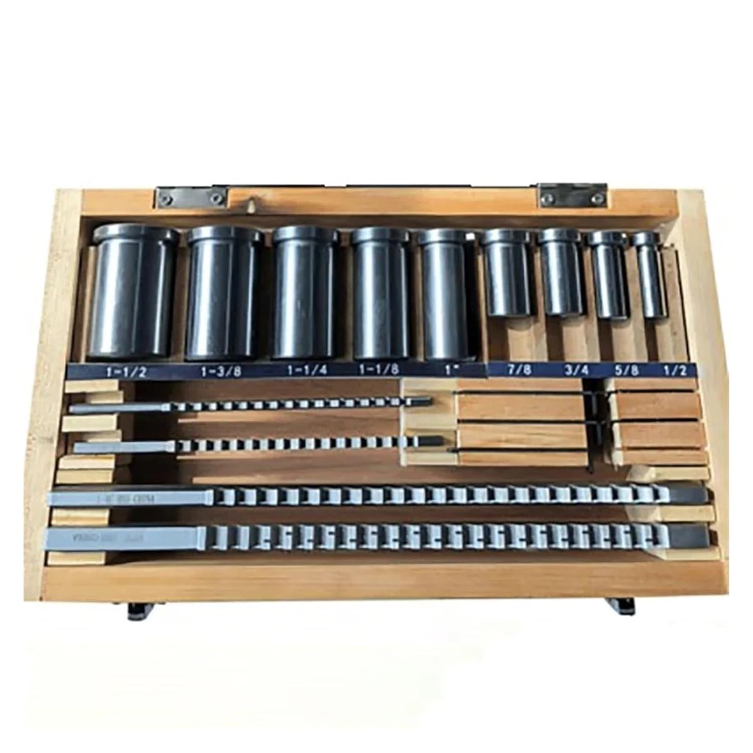 18pcs CNC Keyway Broaches Set Bushing Shim Set 1/2-1-1/2 Broach Bushing Shim Set Inch Sized High Speed Steel Cutting Tool Heat Resistance