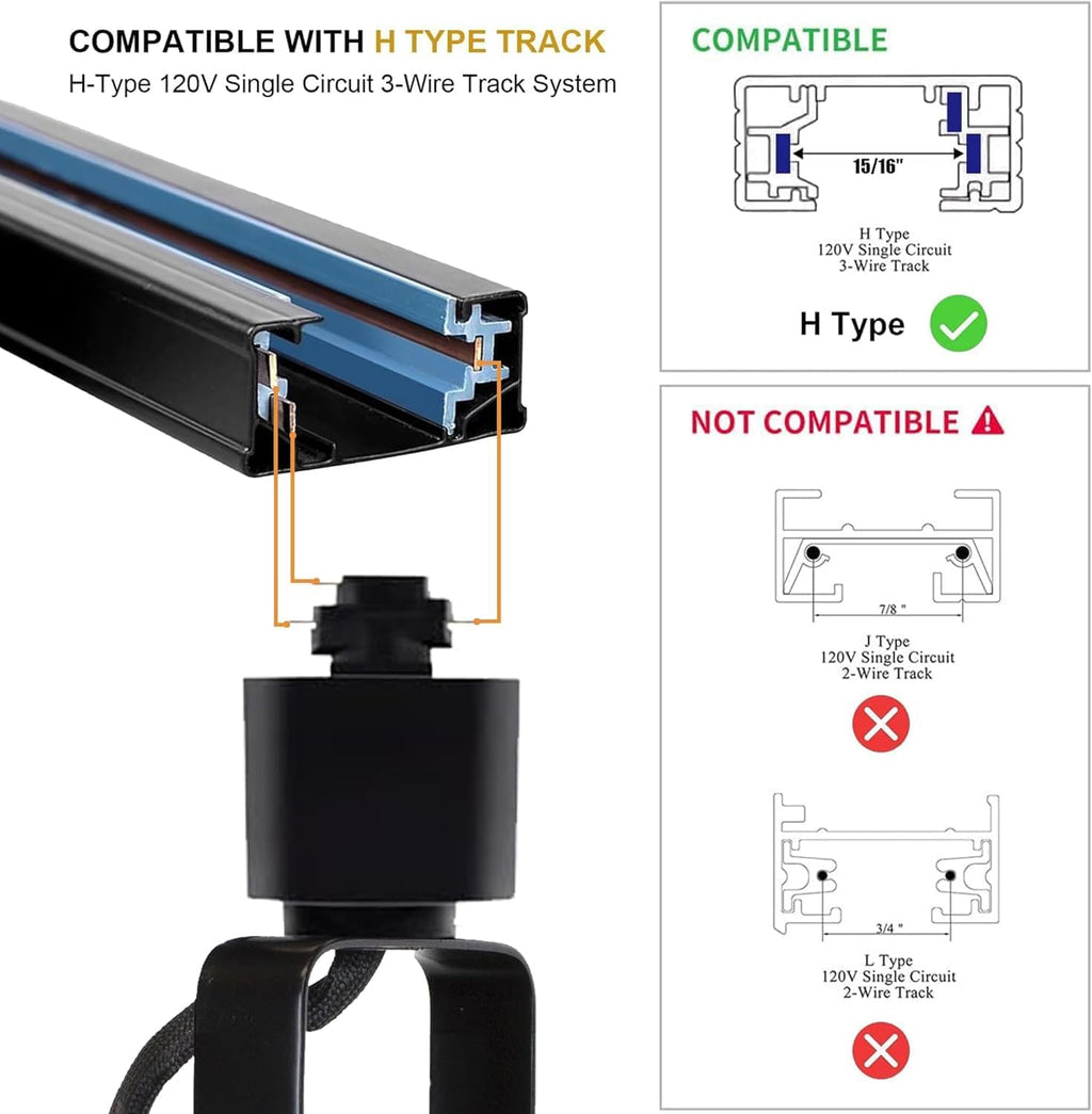 LED White Track Lighting Kit, 3CCT 10W Track Lights 3000K/4000K/6000K Adjustable with 6.56FT H-Type Track Rails 6PCS Ceiling Spotlight Fixture with Replaceable GU10 Bulbs
