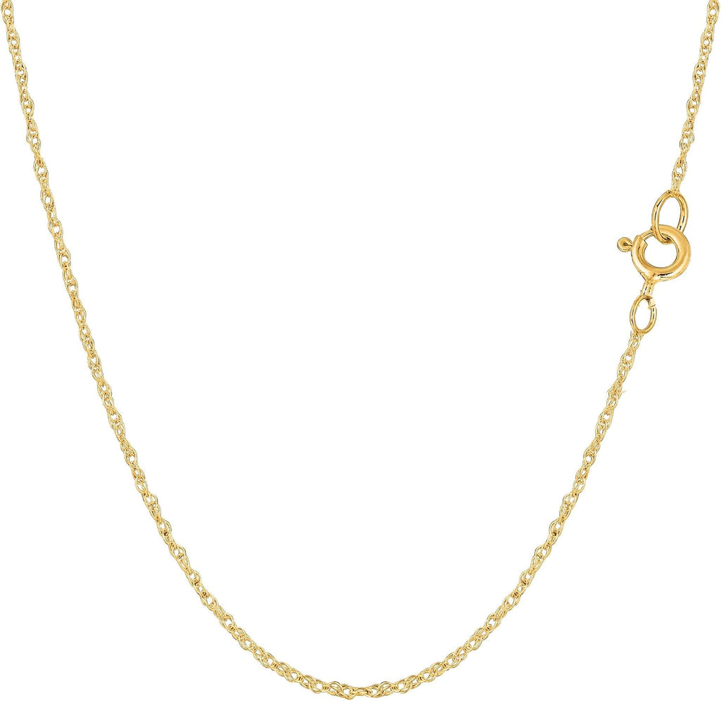 Jewelry Affairs 14k Yellow Real Solid Gold Rope Chain Necklace, 0.9mm