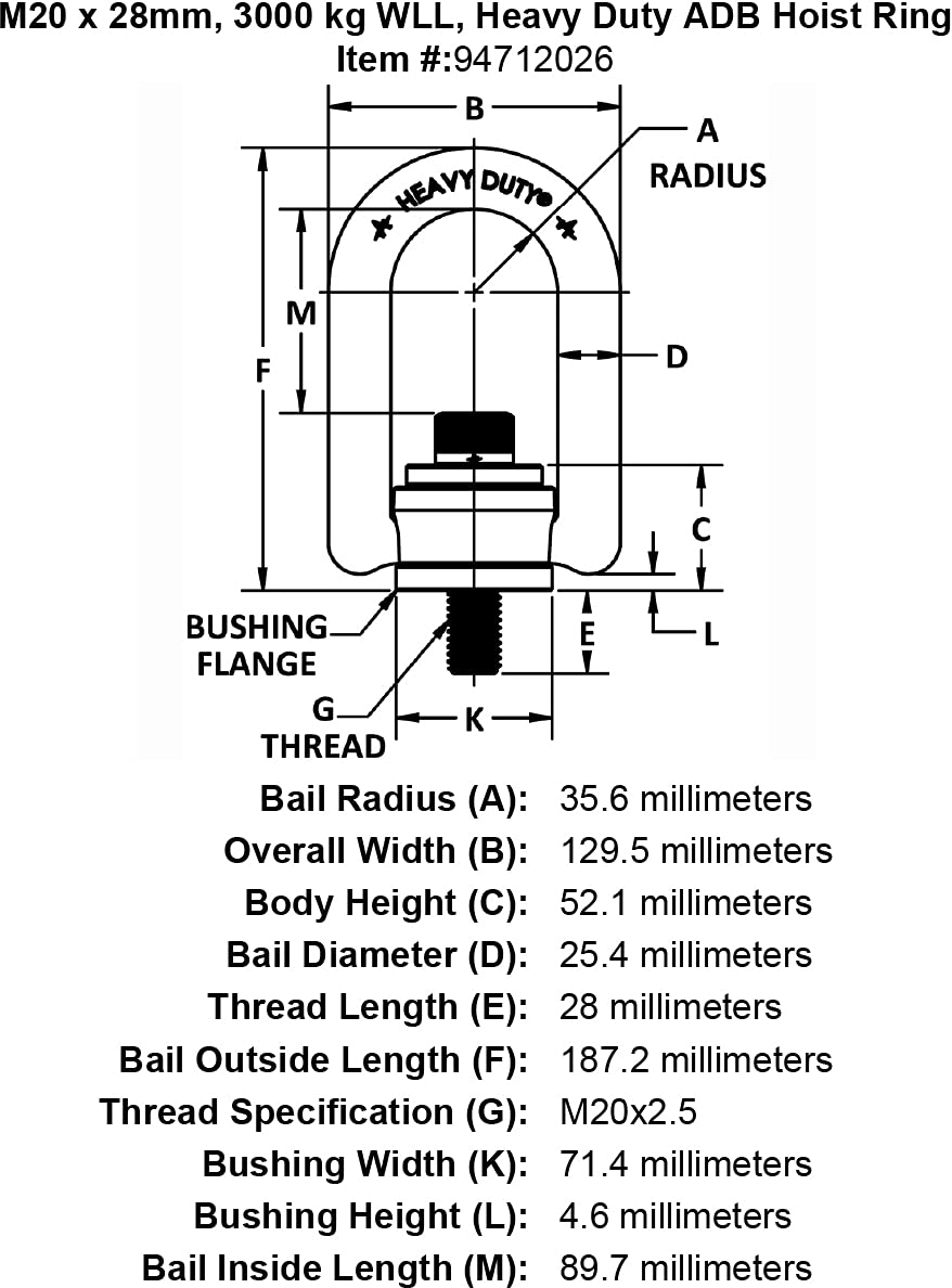 HRHDM 3000KG M20-2.5 (34101)