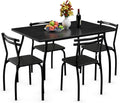 COSTWAY 5-Piece Dining Set Table and 4 Chairs Home Kitchen Room Breakfast Furniture Black