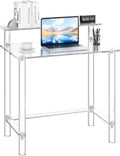 VEVOR Acrylic Desk with Monitor Stand, 2-Tier Clear Table Study Writing Desk, Modern Computer Desk for Home Office, Study, Bedroom Vanity, Living Room, 31.5' W x 19.7'' D x 34.7' H