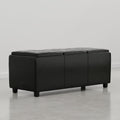 SIMPLIHOME Avalon Storage Ottoman - 42 inch Wide Upholstered Vegan Leather Rectangular Flip-Top Ottoman in Carbon Black, Contemporary Storage Coffee Table Ottoman for Living Room with Hidden Storage