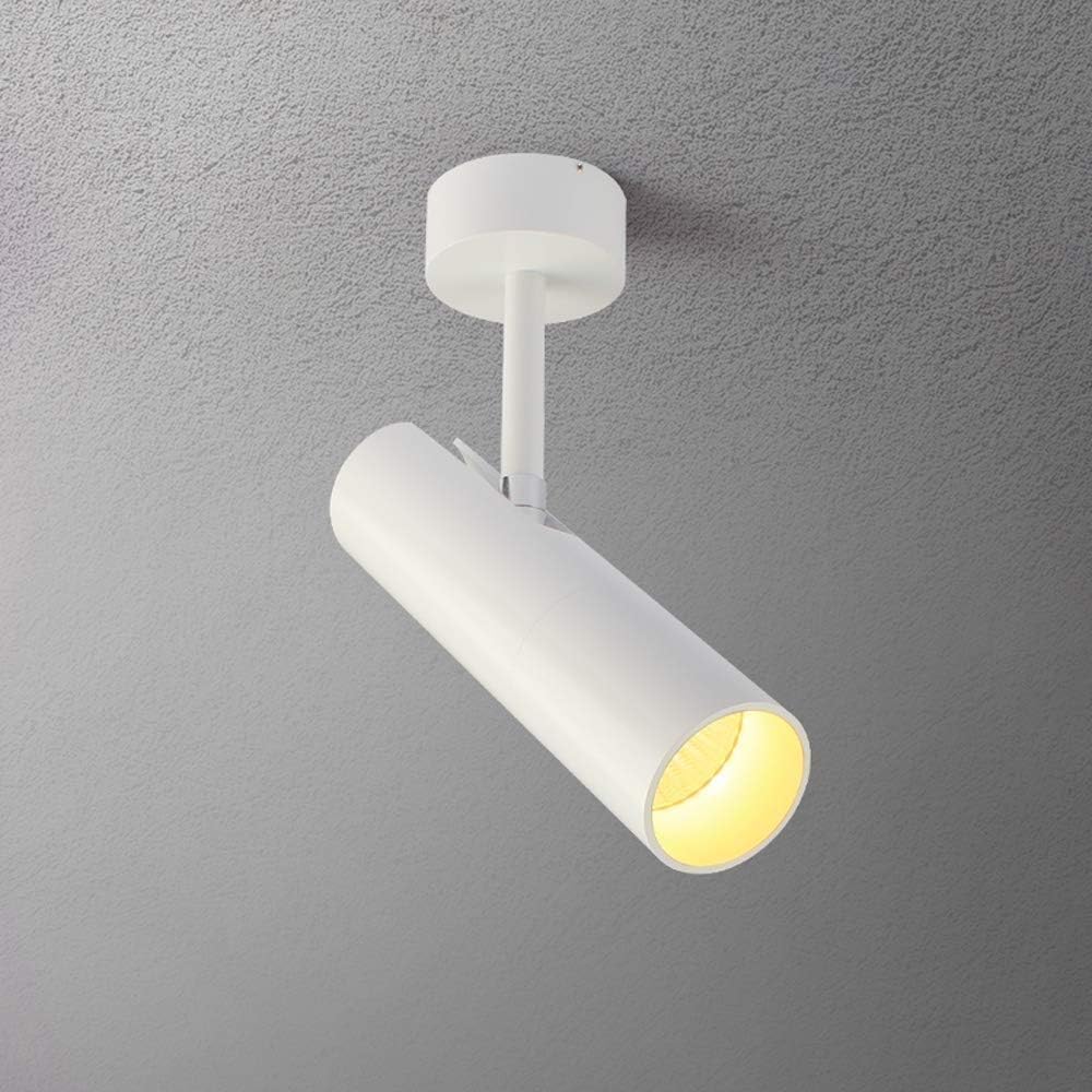 LED Aluminum Ceiling Spotlight Indoor COB Anti Glare Aent Lamp 360 Angle Rotation Wall Spot Lihgting for Gallery Hallway Cabinet Kitchen - White