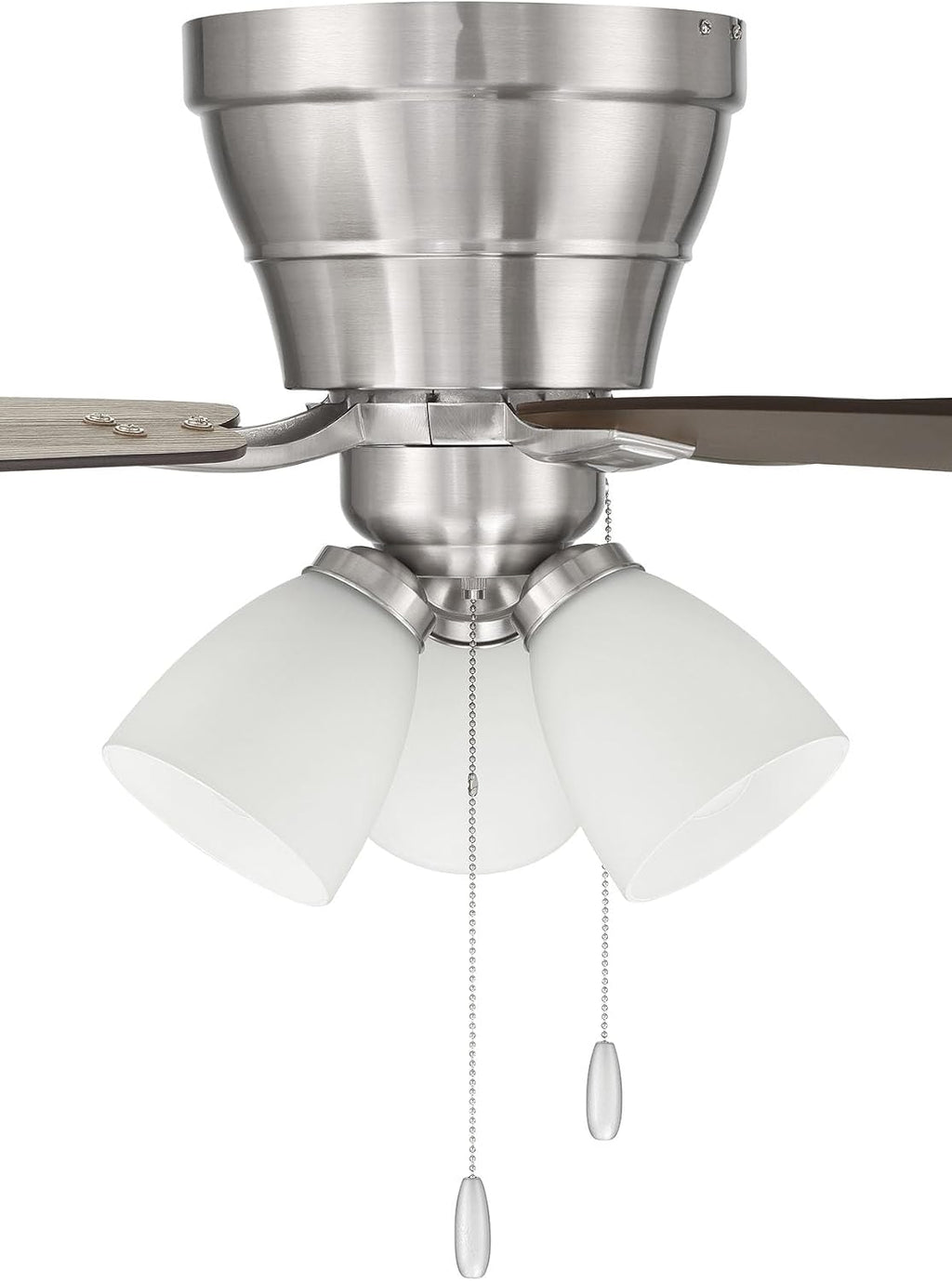 Craftmade 52' Wheeler Indoor Flush Mount 5 Blade Brushed Polished Nickel Finish Ceiling Fan with Optional 3-Light Kit